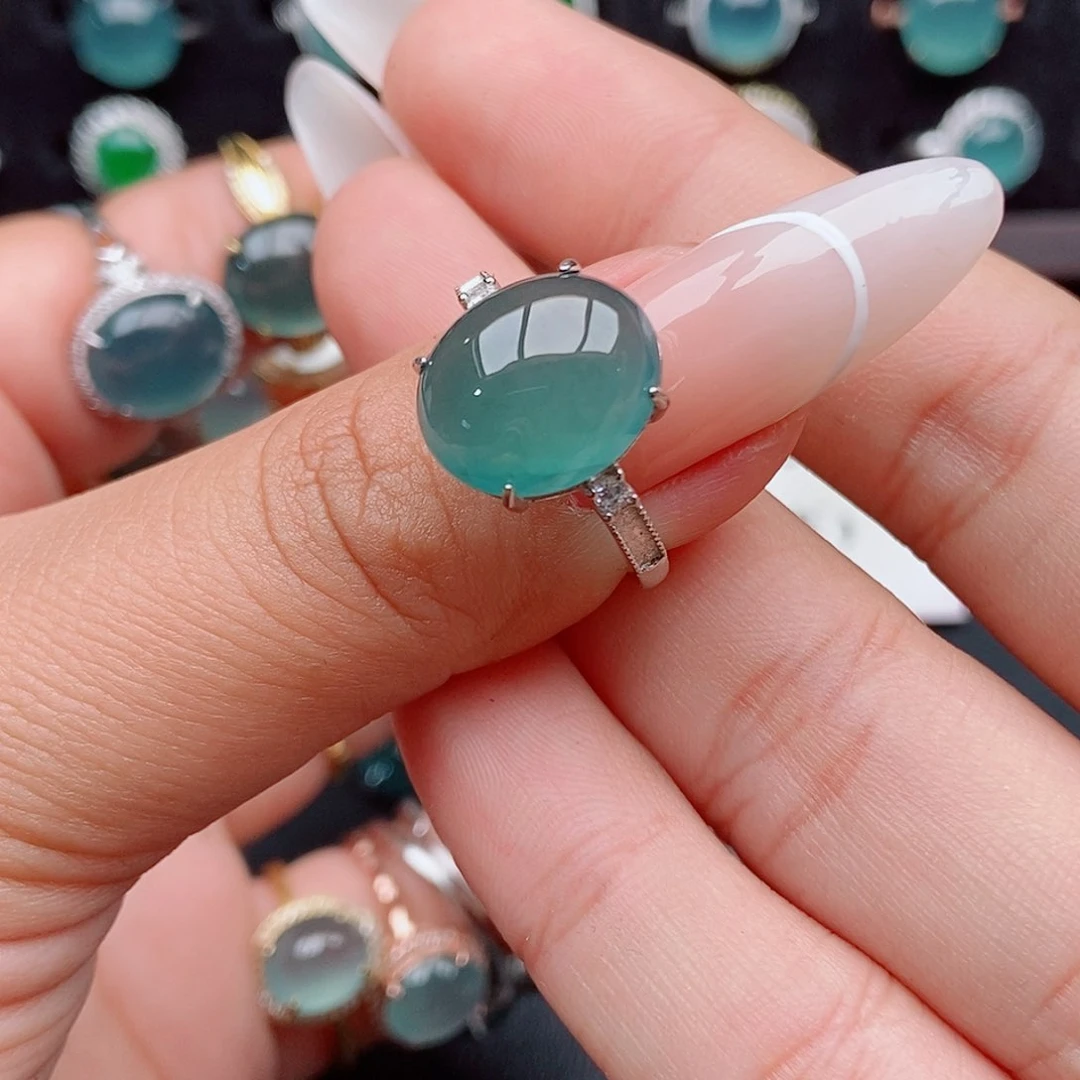 翡翠戒指银S925镶嵌555874