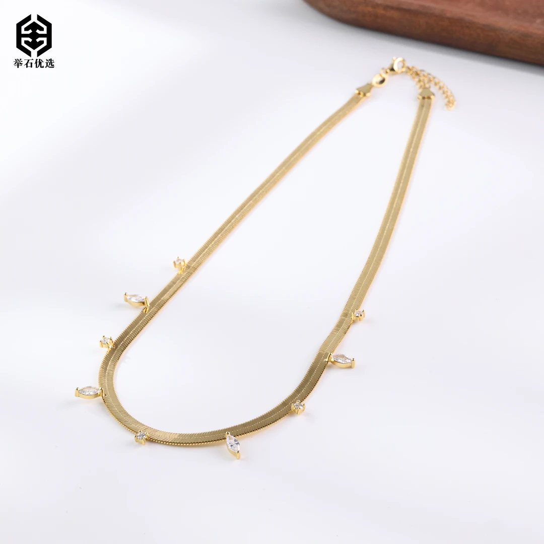 925银合成锆石银制品 【举石优选】H0511-S1332-78个性项链（一件）Y