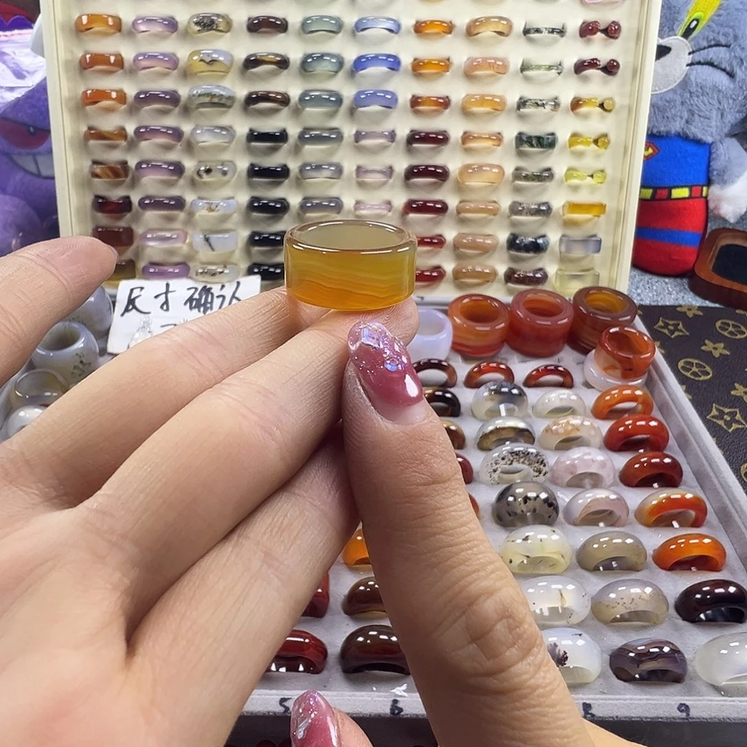 玛瑙/玉髓未镶嵌戒指B13不退换17.2港15