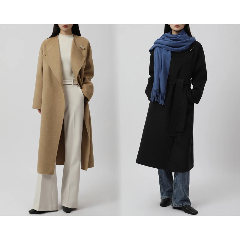 MAS&JM 秋冬新品 780g手工双面呢羊毛大衣 简约大气呢大衣642247