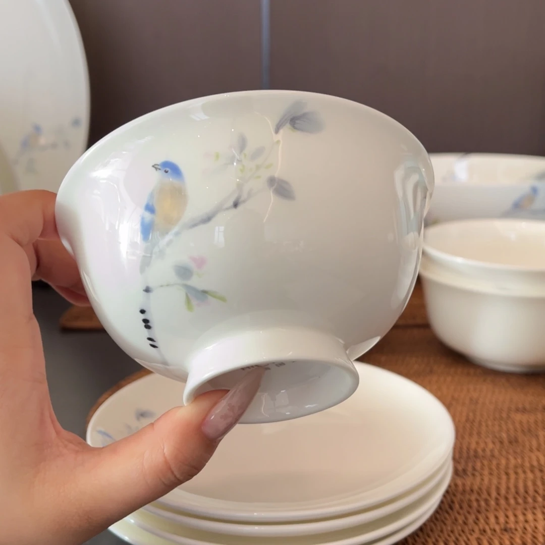 瓷片春风禾雀高足碗