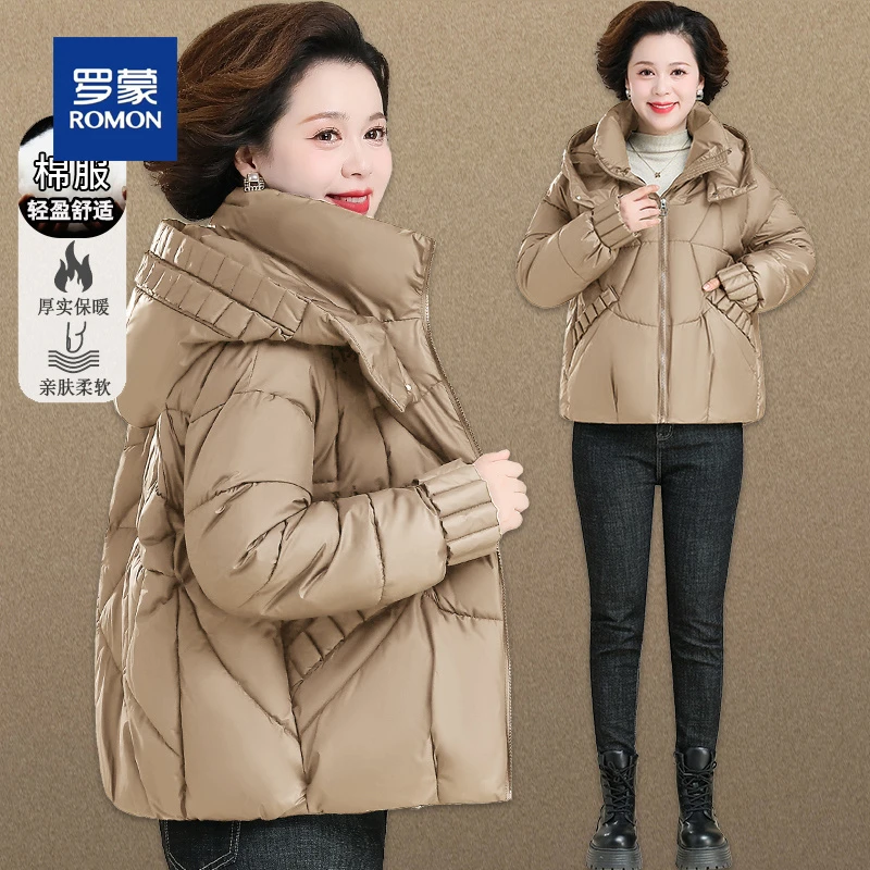 罗蒙2025中老年妈妈冬装棉服女短款外套新款洋气时尚中老年女装
