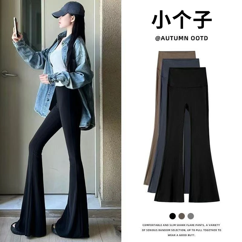 小个子微喇鲨鱼裤女外穿新款薄款高腰收腹显瘦提臀芭比瑜伽喇叭裤