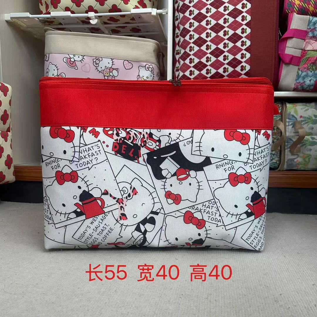 100升横版三层加厚拉链帆布款收纳袋防水防潮防霉防虫卡通可爱