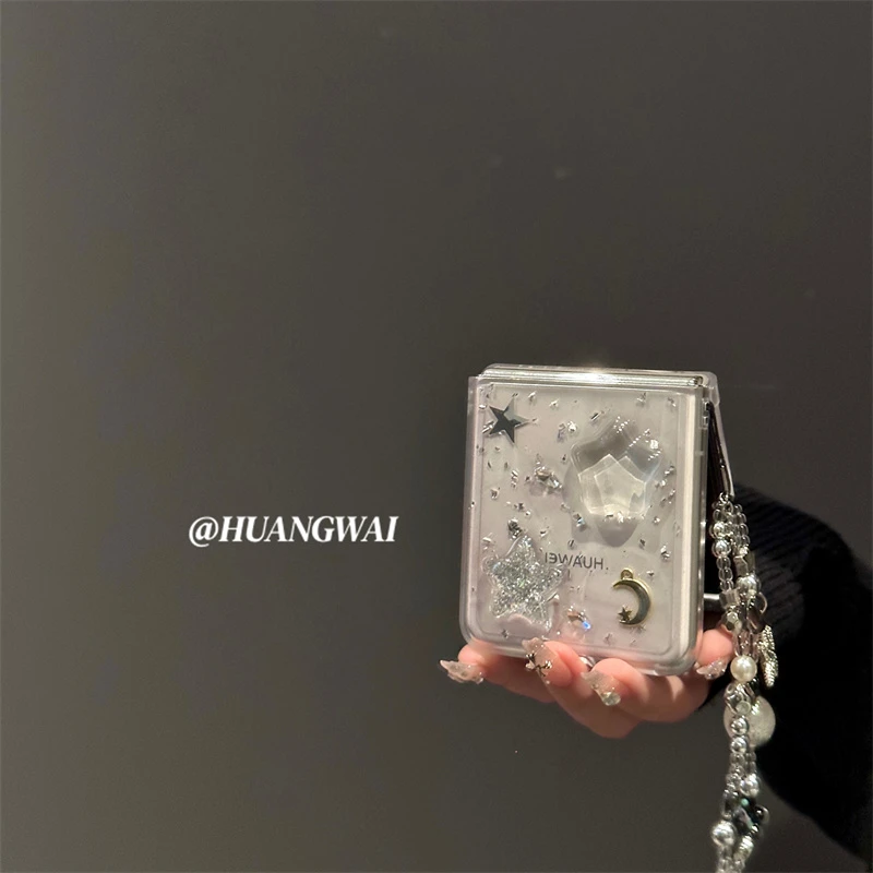 透明立体滴胶闪粉星星适用华为pocket2/s折叠屏手机壳p50pocket