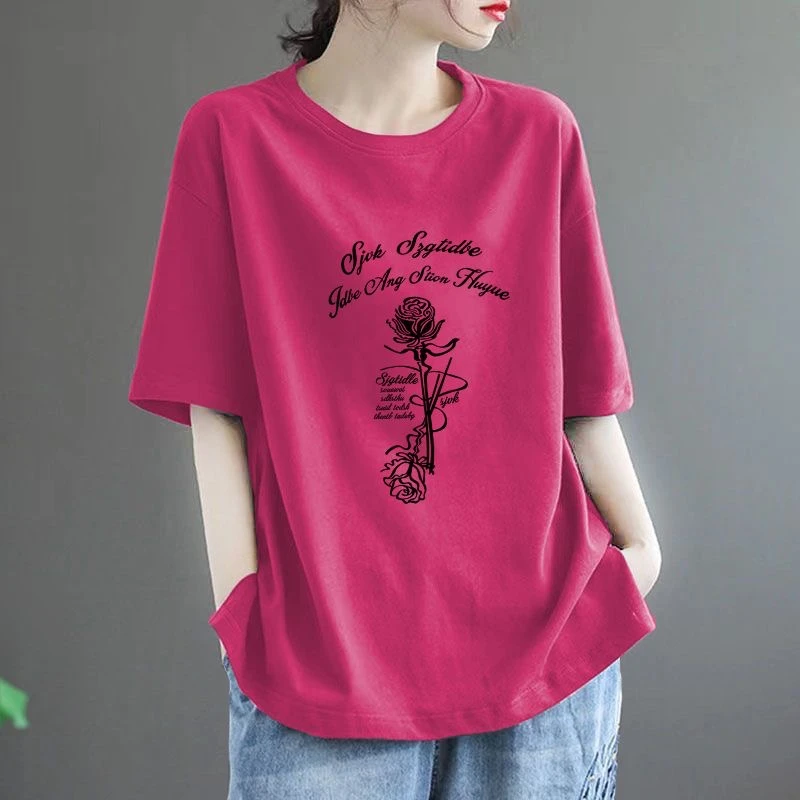 清仓捡漏100%纯棉短袖T恤女夏季新款胖m大码女装宽松显瘦遮肚上衣