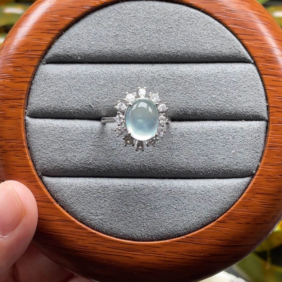 银S925镶嵌蛇纹石玉戒指