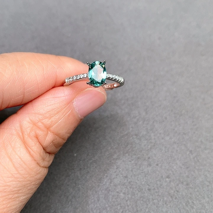 碧玺戒指银S925镶嵌天然