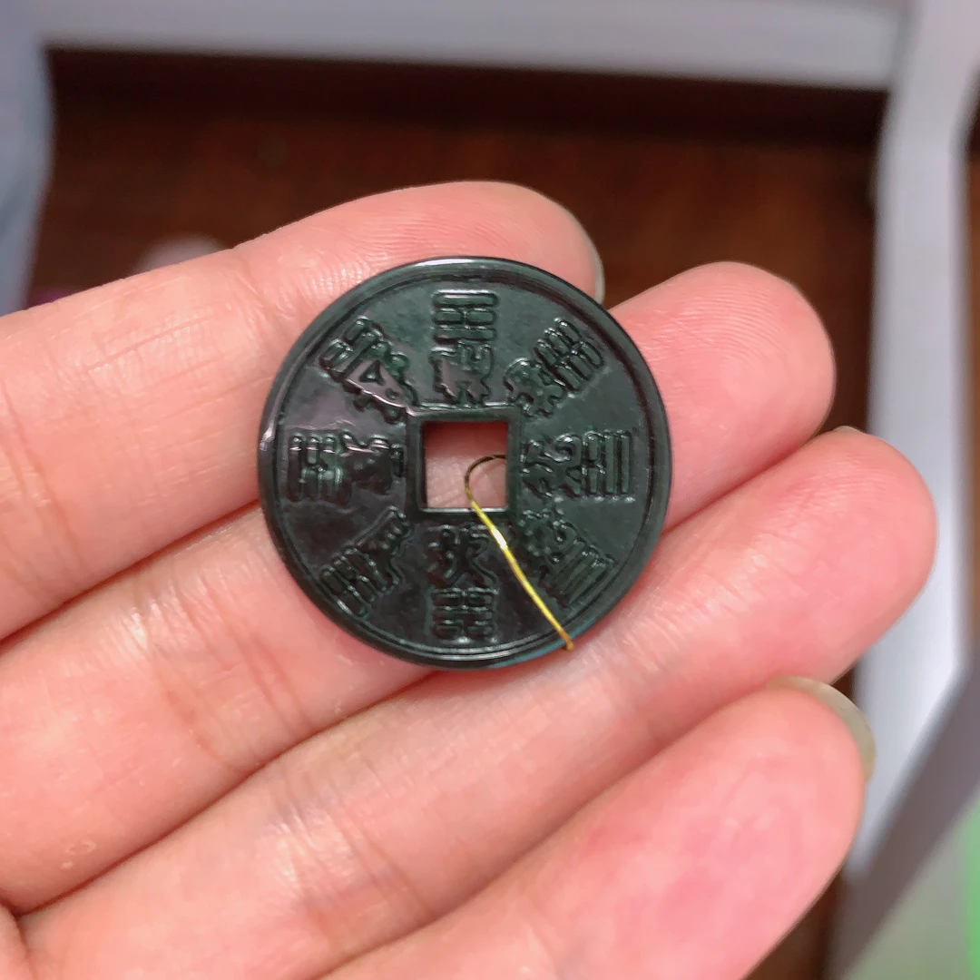 天然缅料A货 十级黑山鬼金钱挂件1168