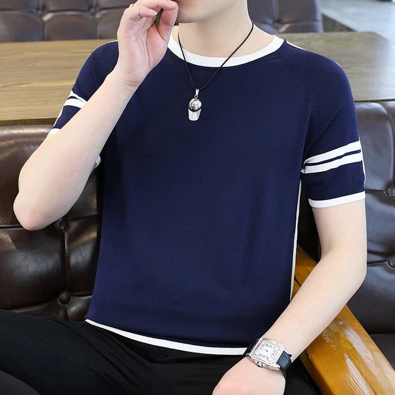 【高品质 冰麻T恤】夏季新款冰麻短袖针织衫潮流百搭圆领M310 A