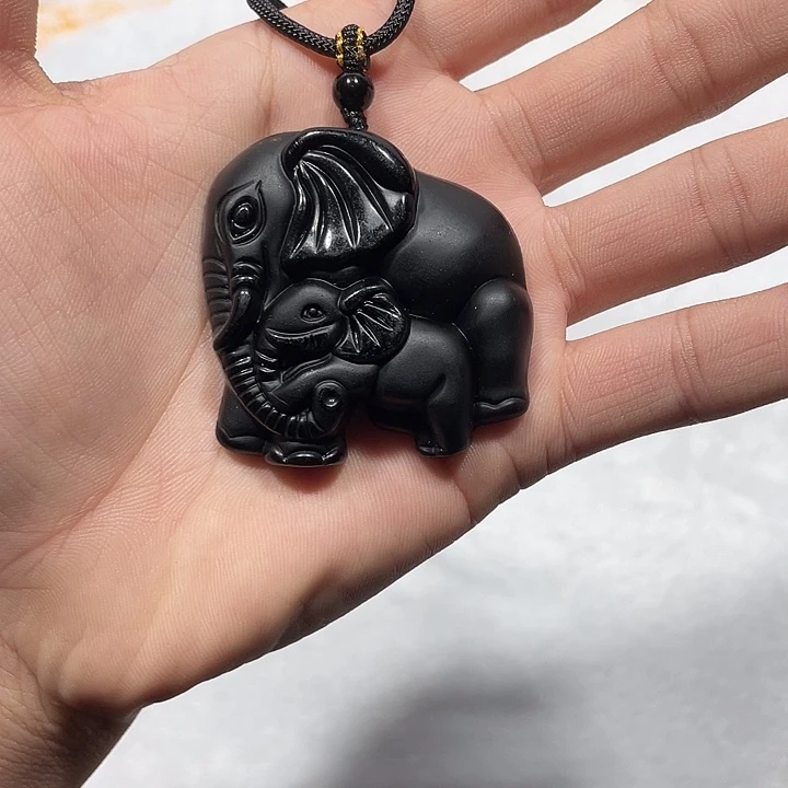黑曜岩合金颈饰子母象