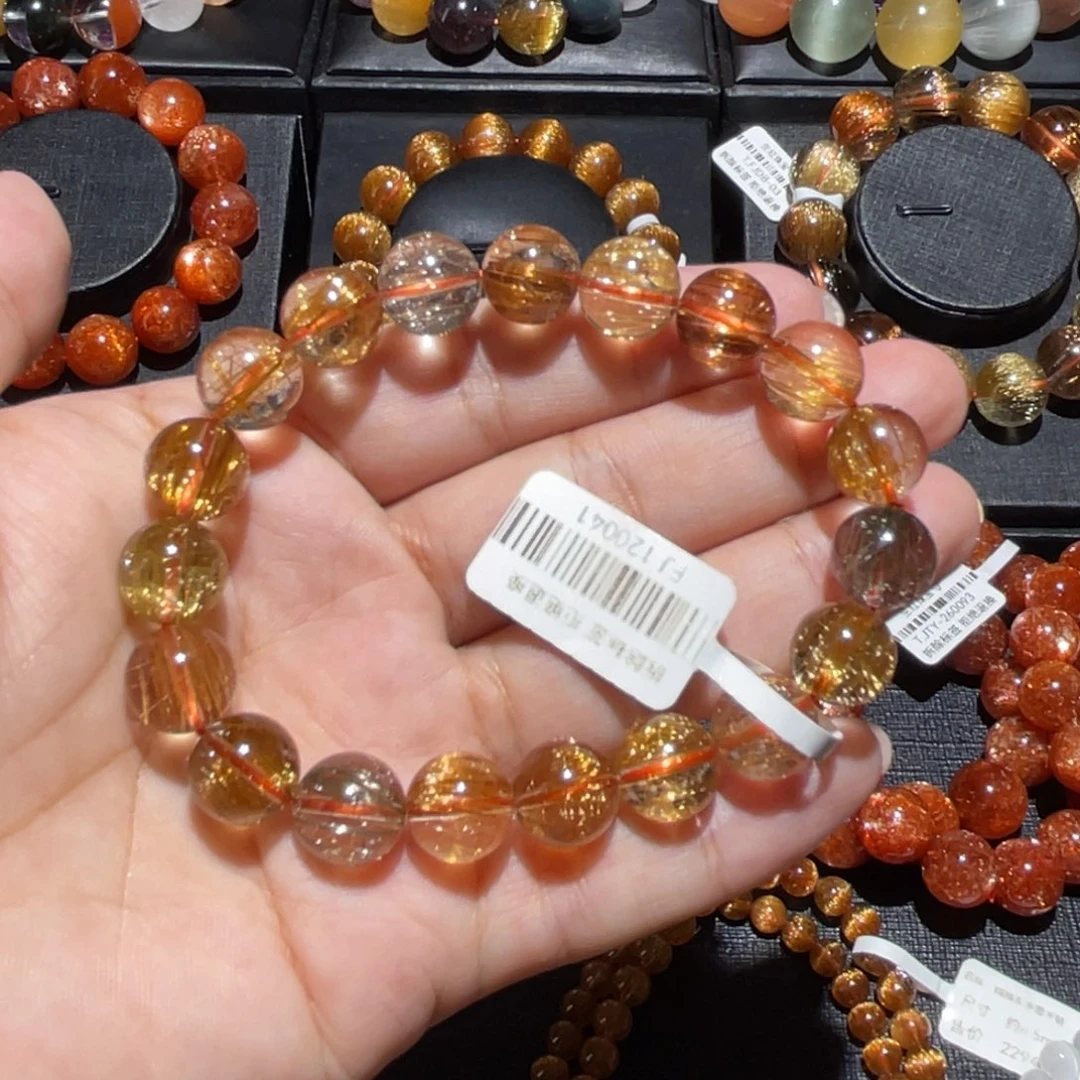 水晶手链未镶嵌发晶多宝10.5mm左右