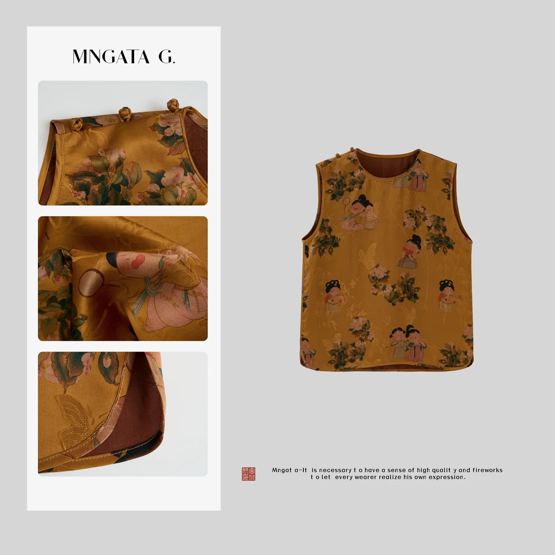 MNGATA G.宫小妍【香云·胖唐】真丝夏日新中式中国风马甲5033057