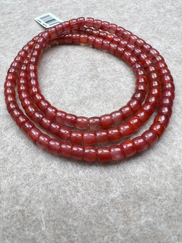 Z94南红油冻料玫瑰红直切长链6-7mm尺寸可选