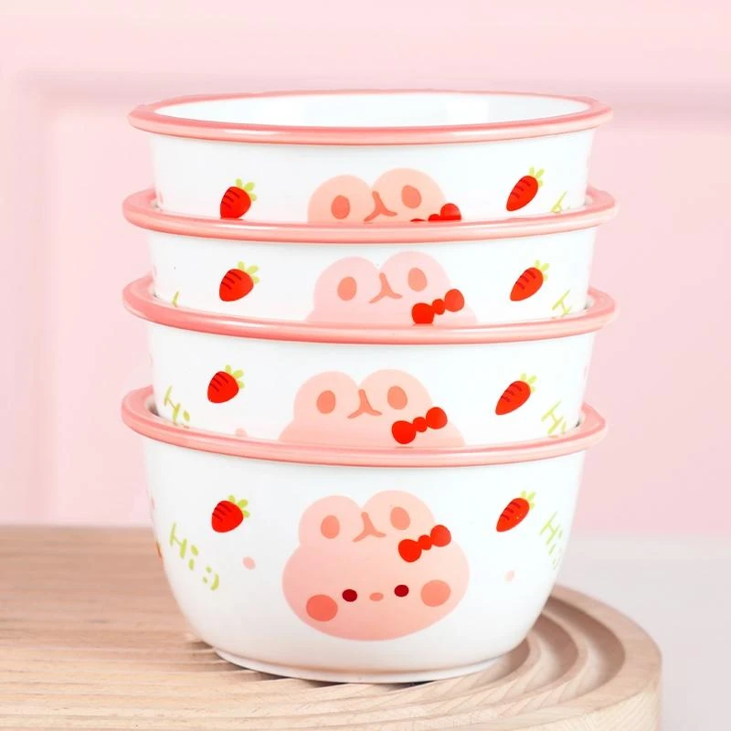 WY粉萌兔4.7英寸碗4只装饭碗家用最新款年轻人网红饭