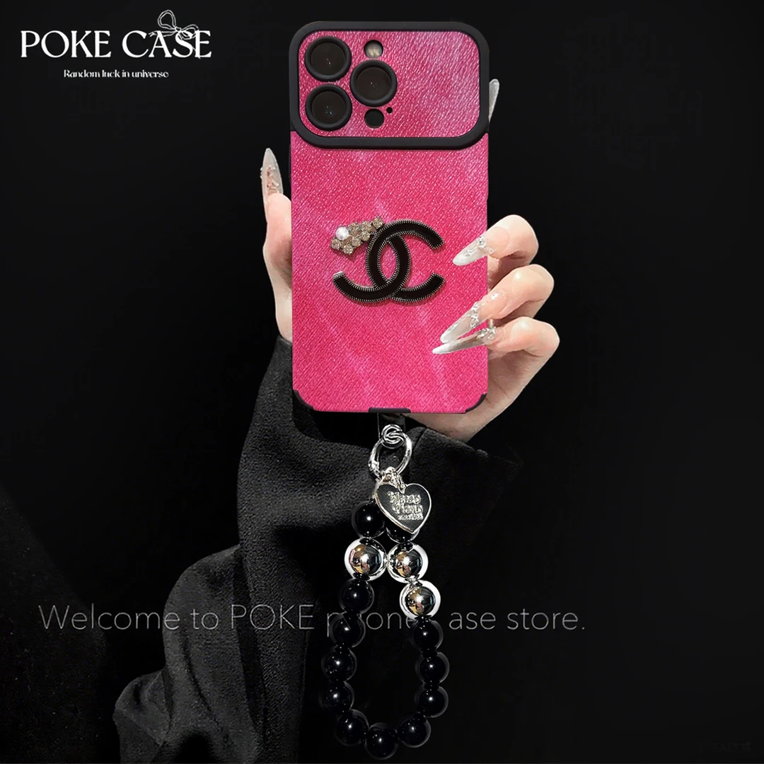 玫粉大视窗适用苹果16PROMAX双C标华为VIVO小米OPPO手链手机壳