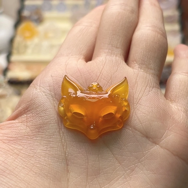 玛瑙/玉髓未镶嵌玛瑙狐狸面具