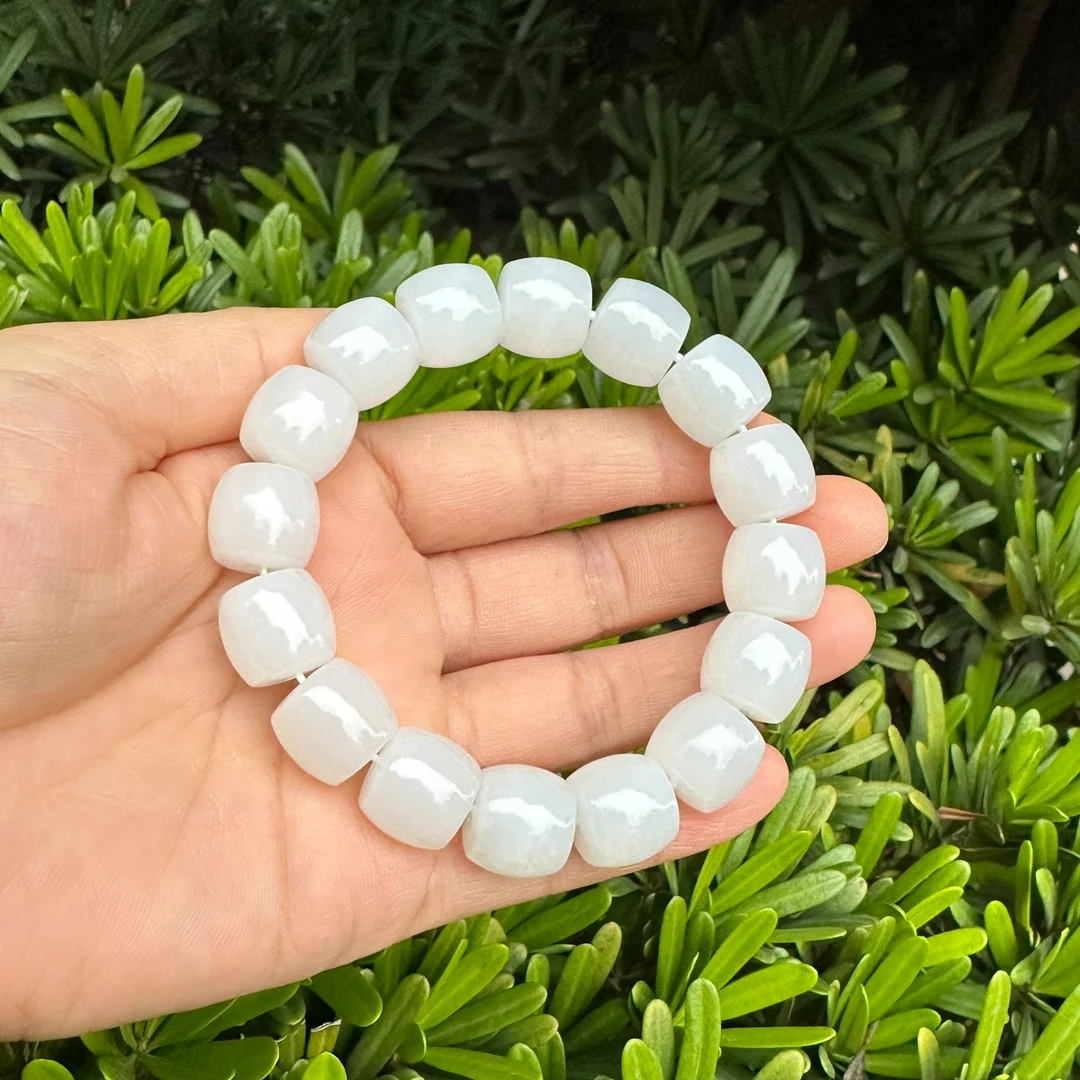 和田玉羊脂白玉手串卡14