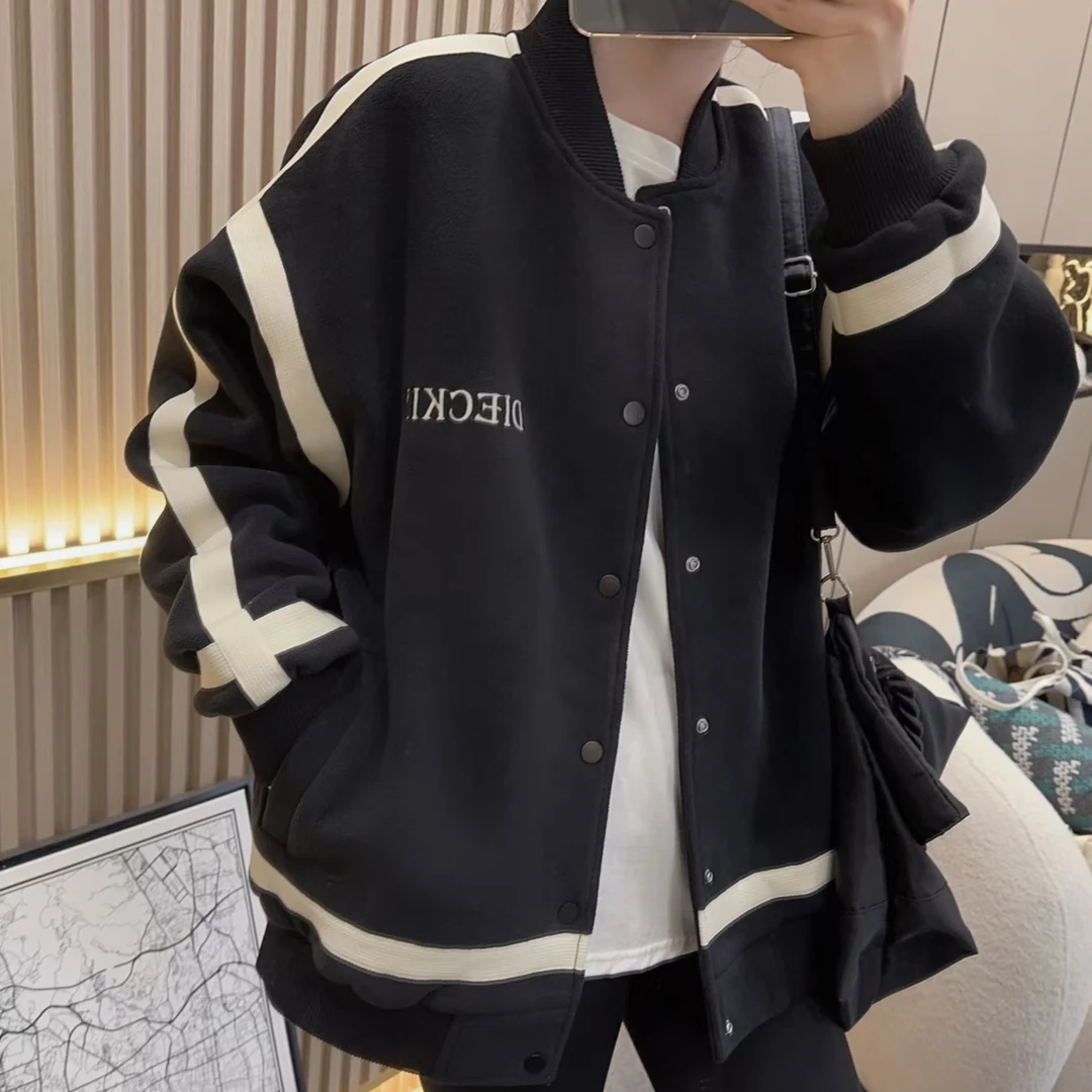 【mus订制】高品质秋冬季刺绣男女同款棒球服外套K08棒球领情侣夹克