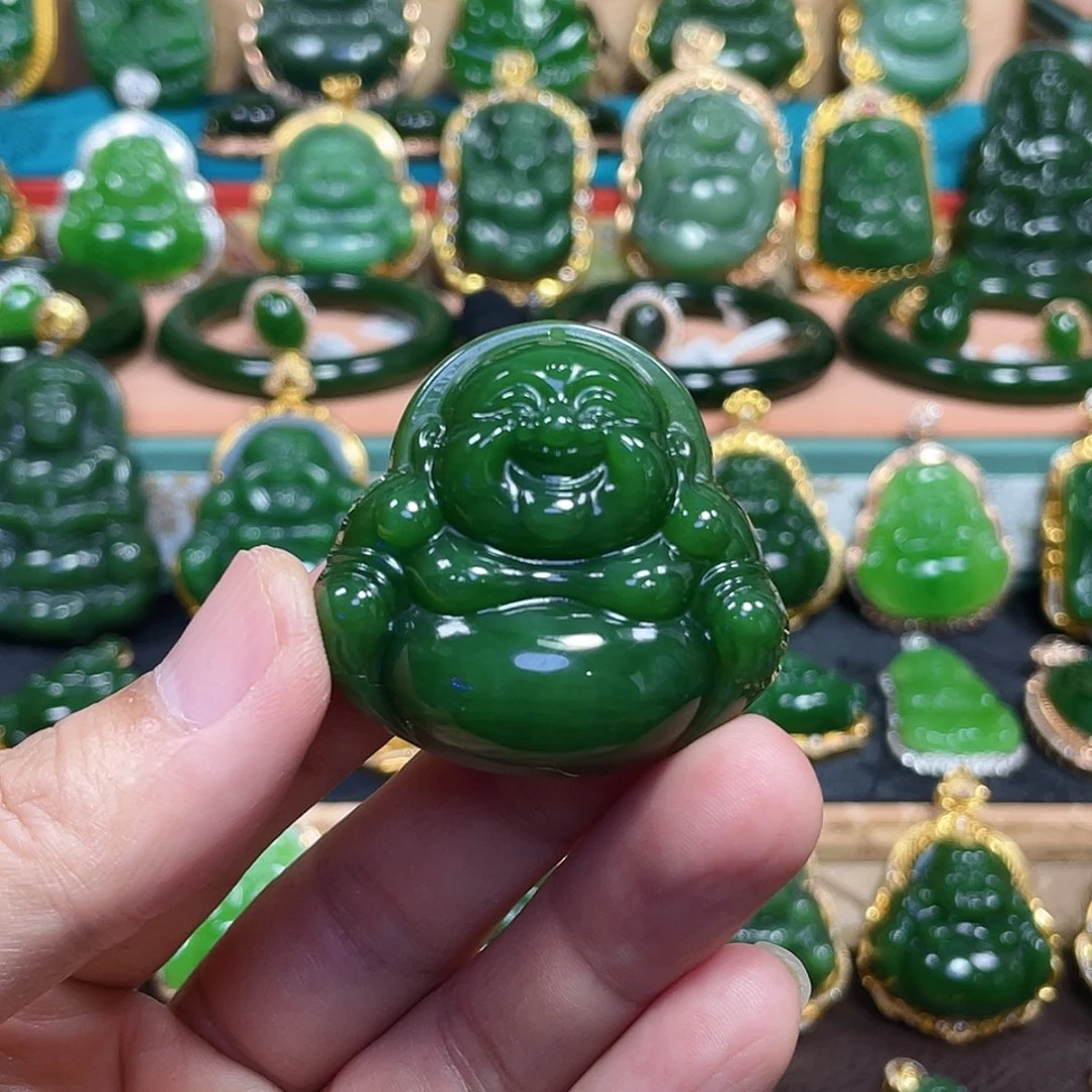 和田玉（碧玉）未镶嵌吊坠(不含链)41mm
