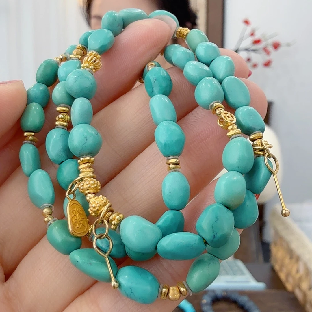 绿松石18K金镶嵌珠宝奇石