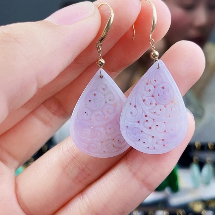 翡翠耳饰18K金镶嵌饰品