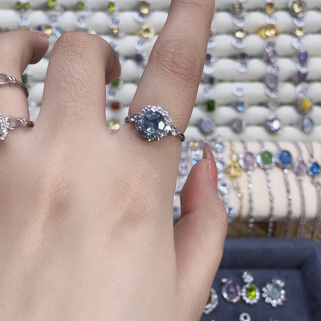 托帕石戒指银S925镶嵌