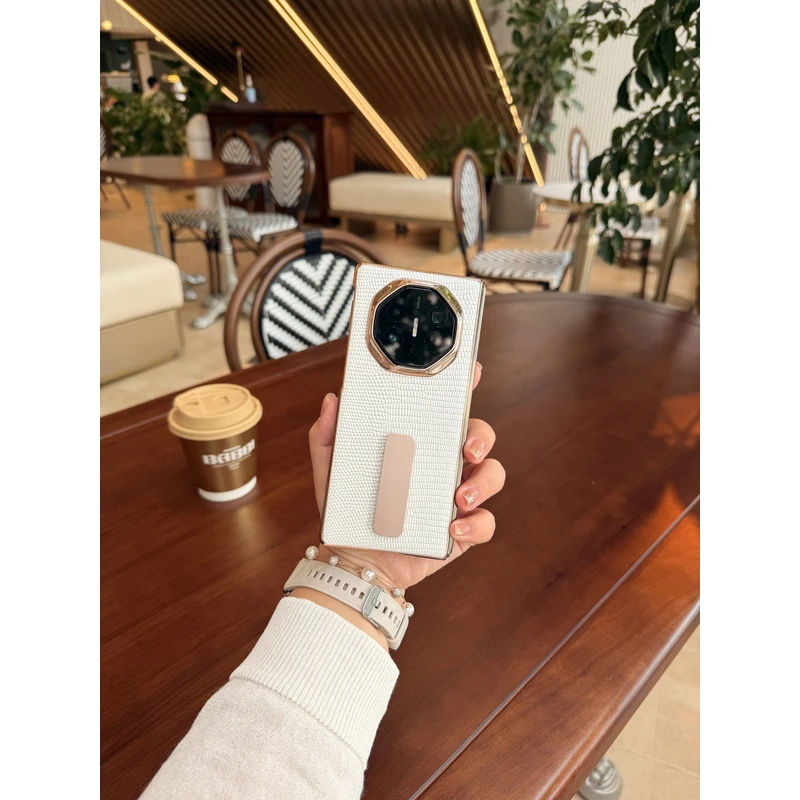 适用于华为Mate XT/XTs三折叠纯皮电镀支架折叠手机壳 支架单后壳