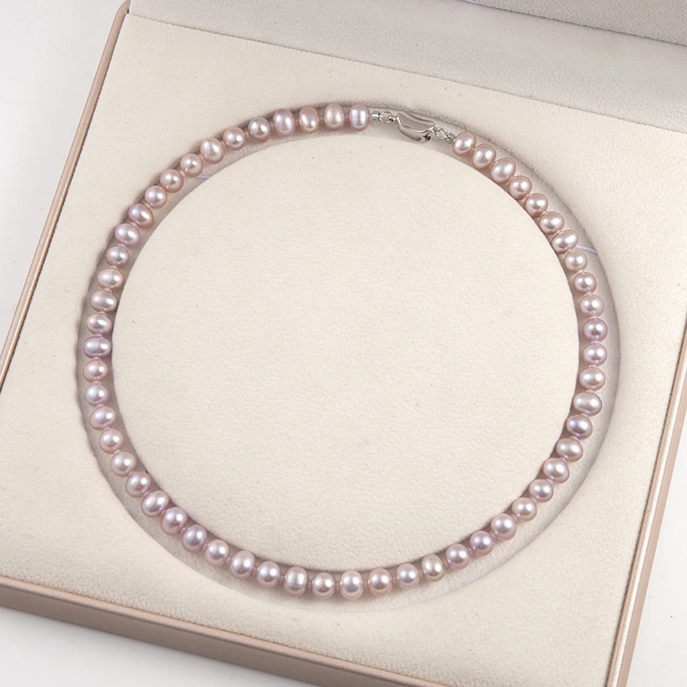 【上新】7-8mm淡水无核紫色极光珍珠项链