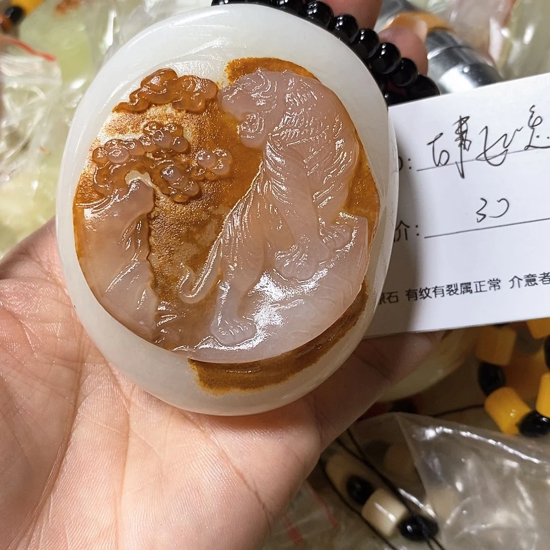石材万**意古青石手把件