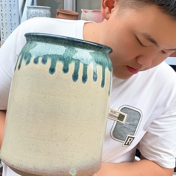 紫砂花盆口17高26瑕疵