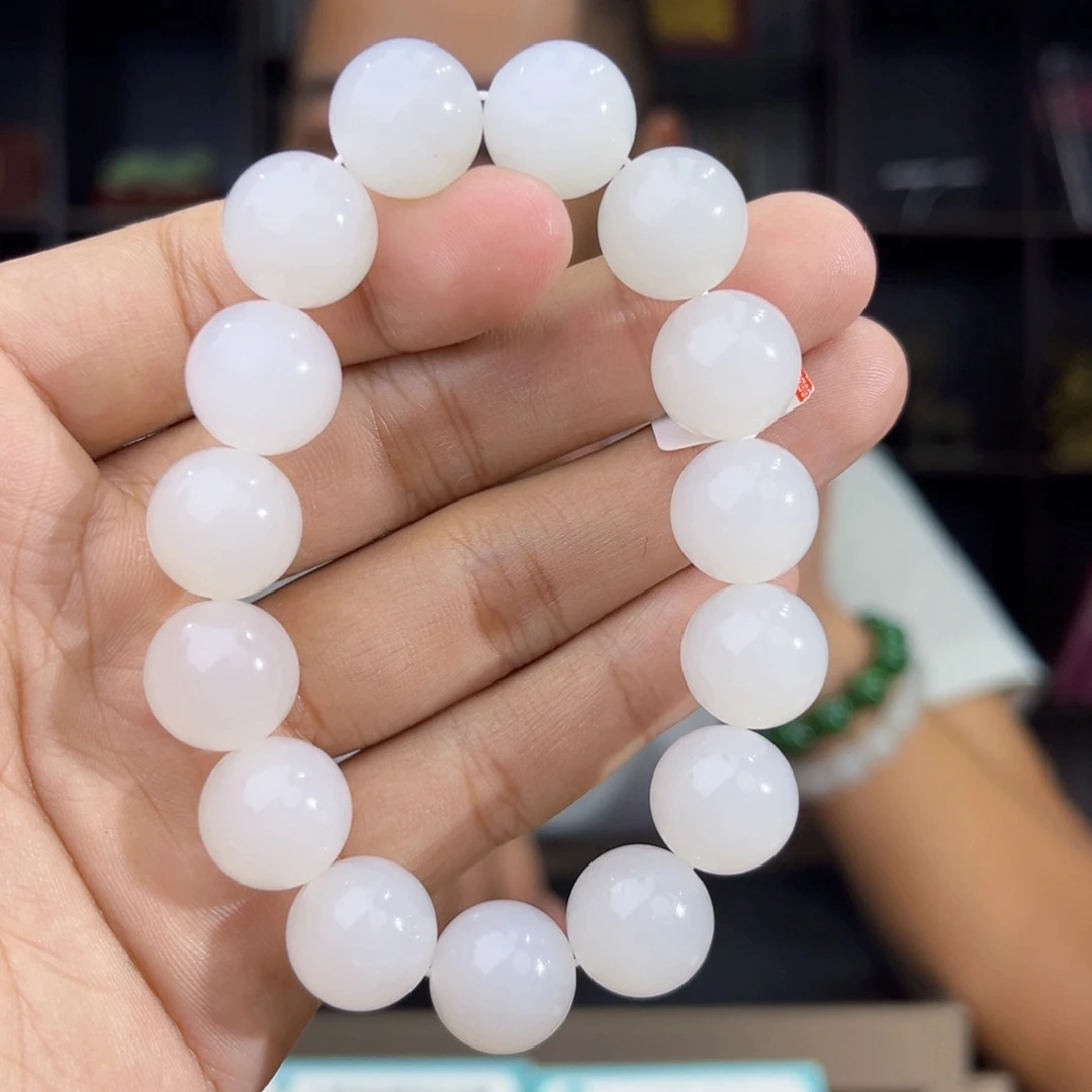 和田玉未镶嵌手串纯天然新疆05年于田卡14圆