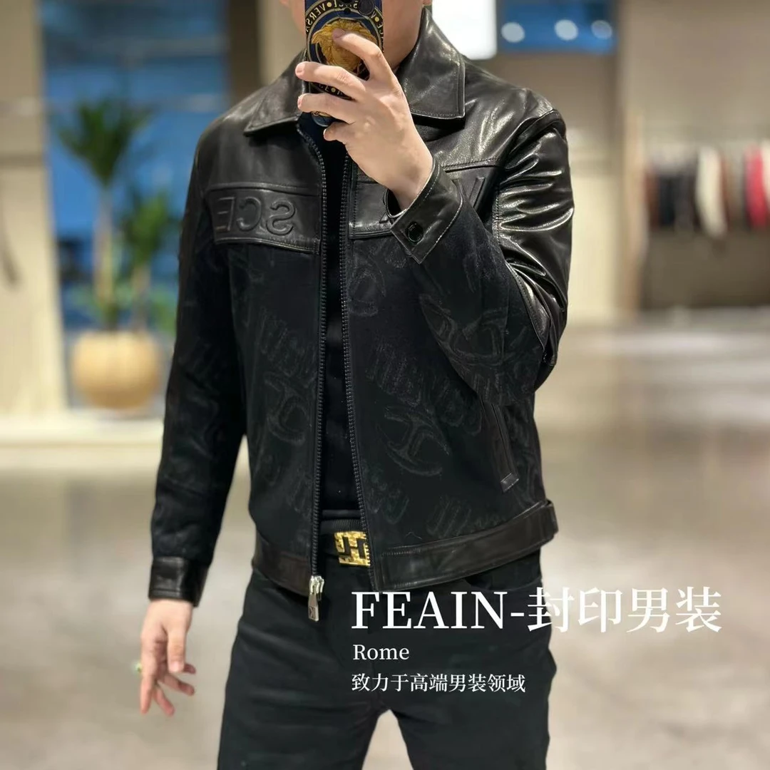 【山羊皮鹅绒】高端男士山羊皮拼接羊毛鹅绒服42025