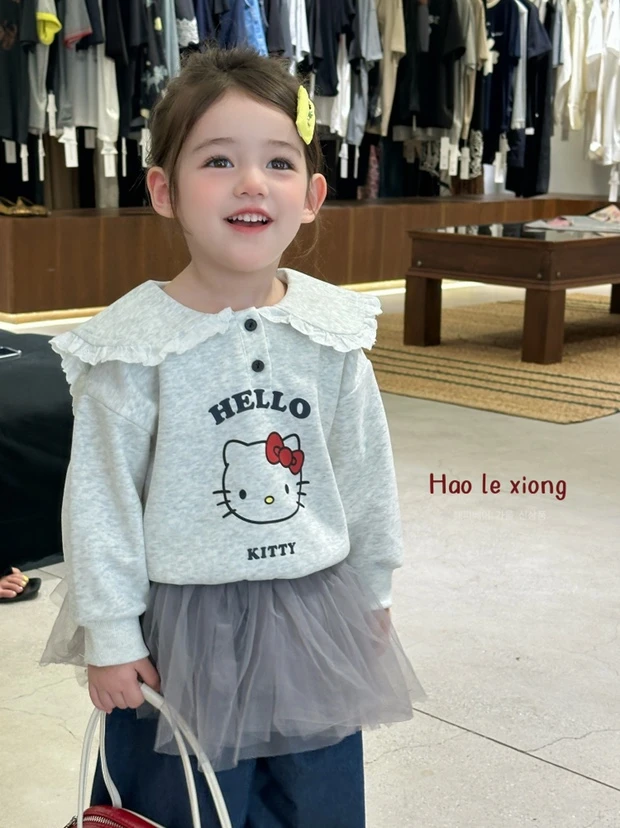 【BaoBao】秋款女童kitty猫翻领卫衣52753