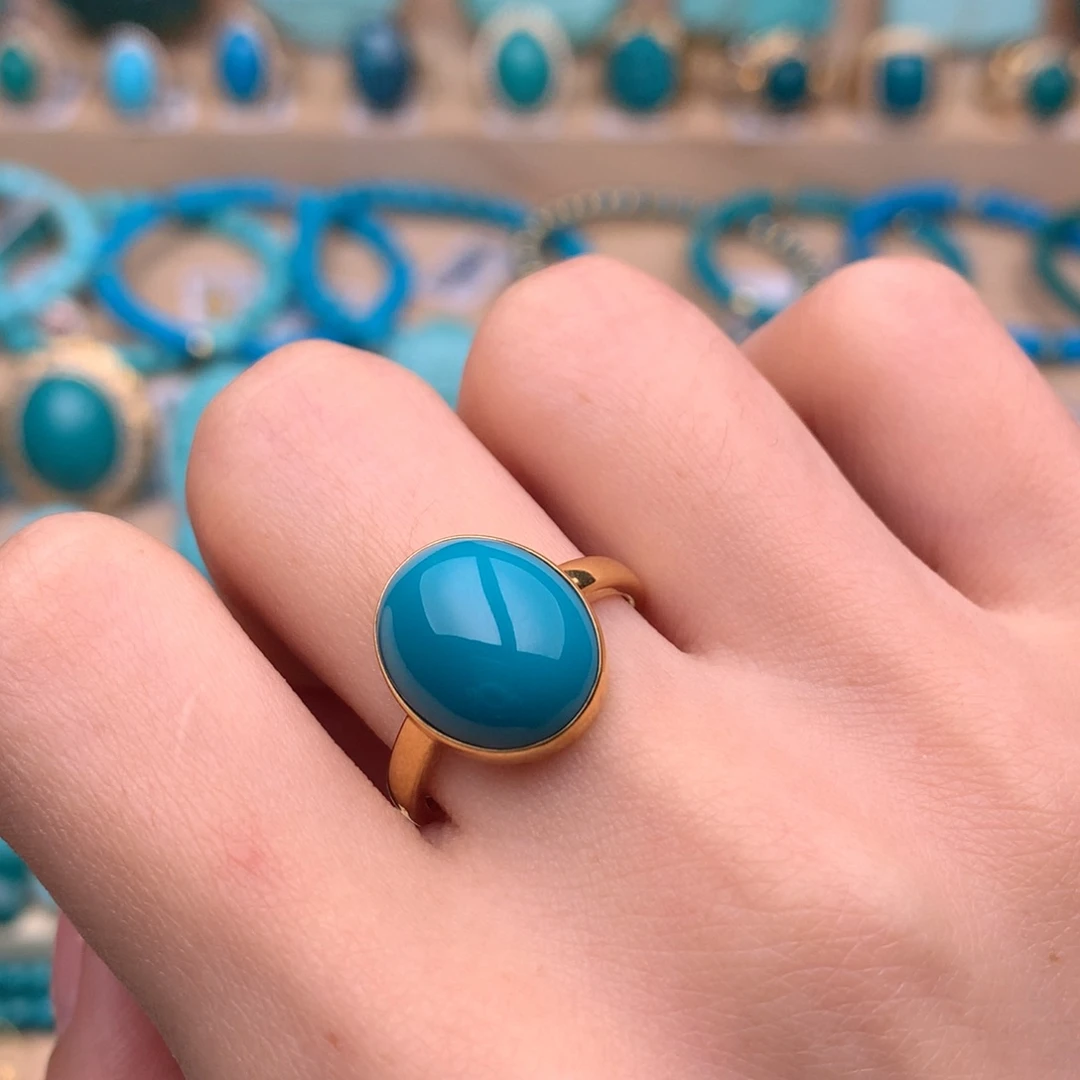 绿松石18K金镶嵌珠宝奇石