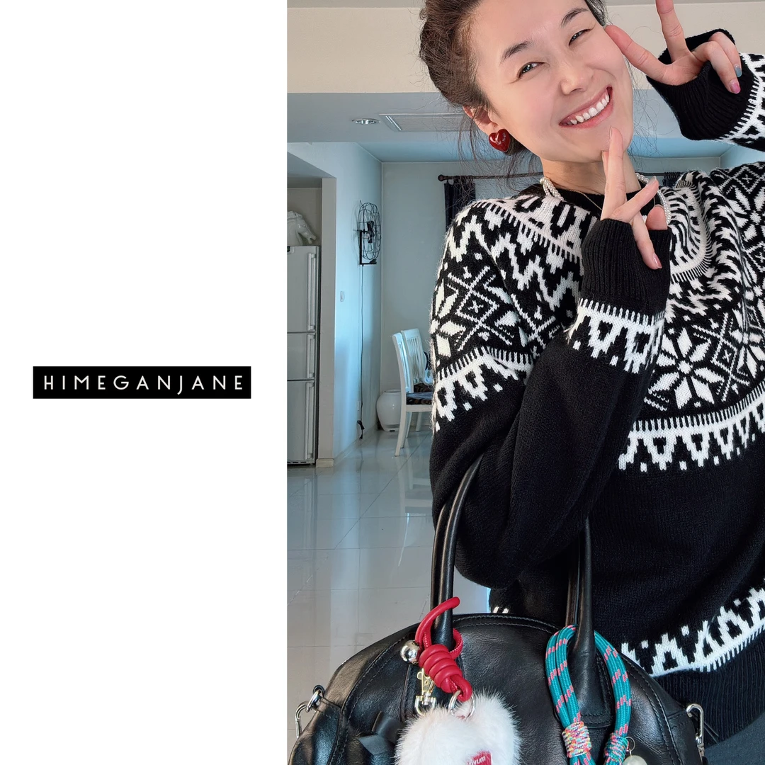 HIMEGANJANE 费尔岛 慵懒氛围感保暖复古重磅套头毛衣5811