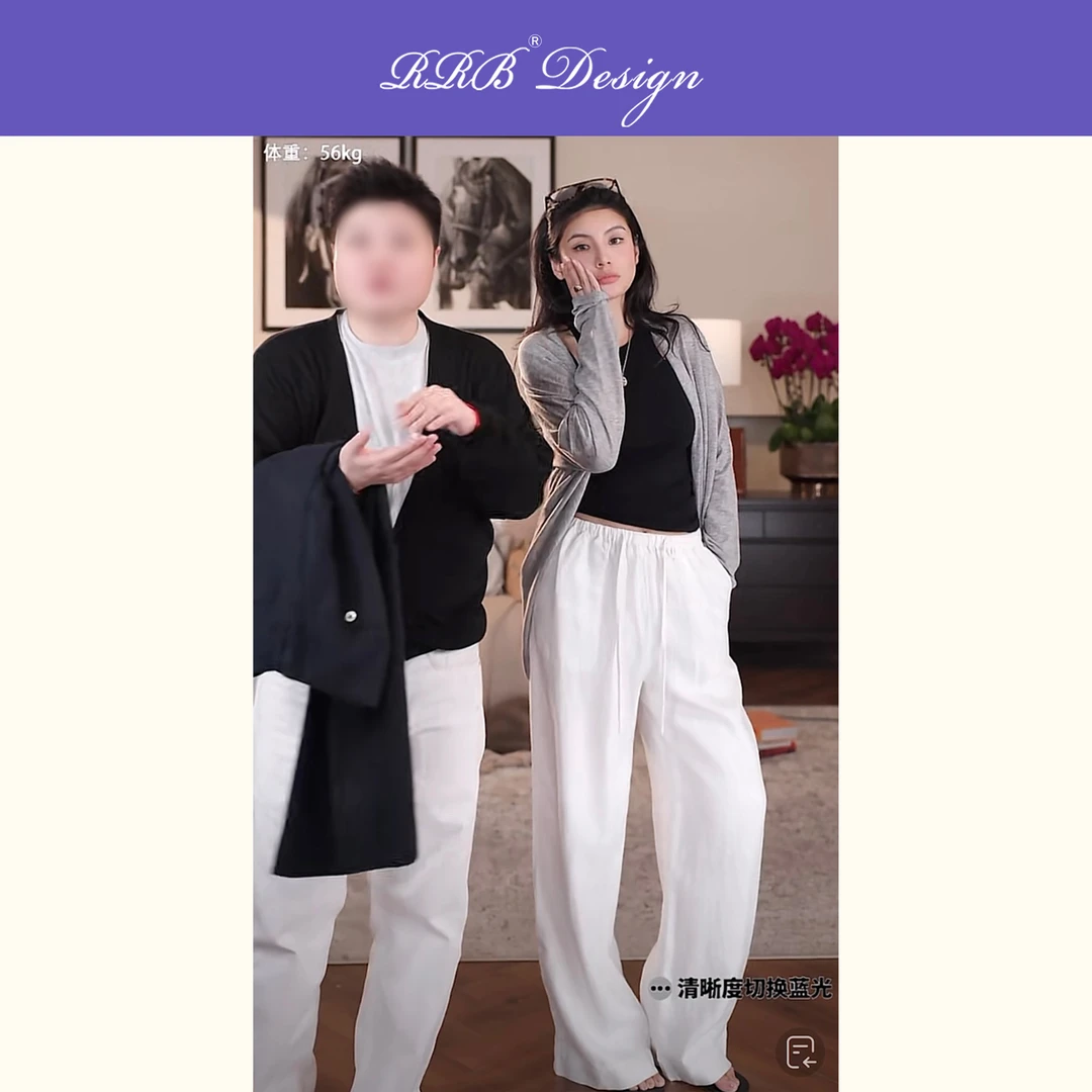 RRB Design「亚麻神裤」极简时髦慵懒白色百搭亚麻松紧腰阔腿裤