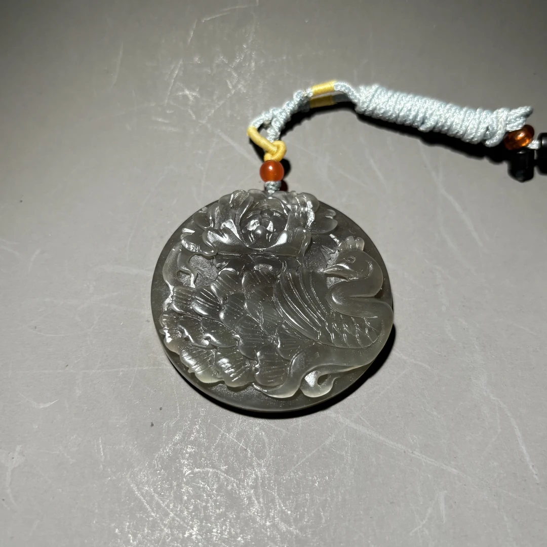 HZ99757和田玉花开富贵挂件-朵云轩