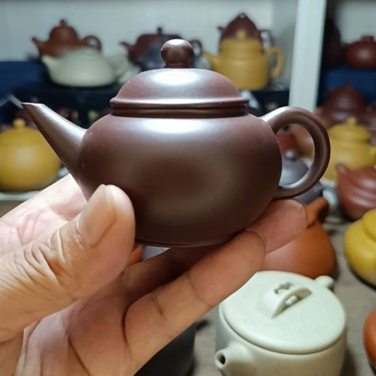 紫砂茶盘原矿底槽清水平140cc内推半手工