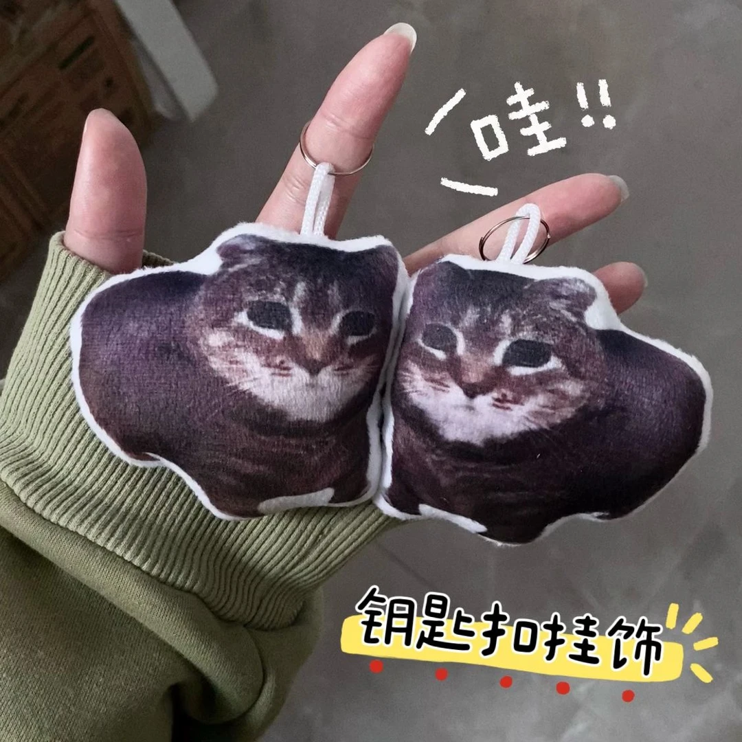 旋转猫可爱表情包oiiaio语音毛绒挂件鬼畜电音发声钥匙扣儿童公仔