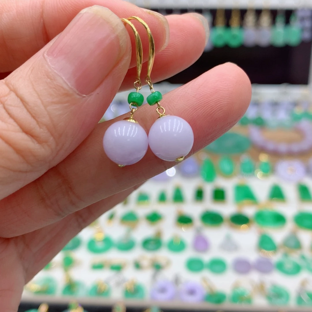 翡翠18K金镶嵌耳饰