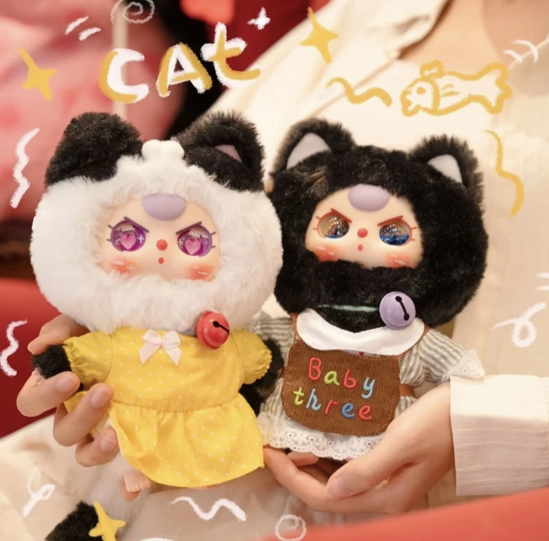 娃三岁Baby three小猫衣橱潮玩盲盒毛绒娃娃可爱礼物挂件手办