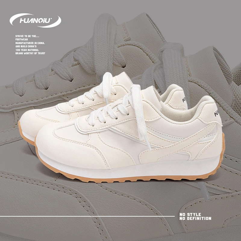 HUANQIU/环球轻便舒适小白鞋女鞋时尚百搭软底德训复古休闲鞋厚底