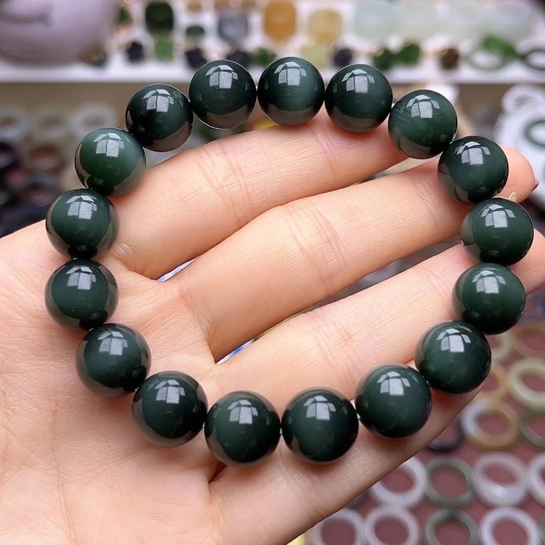 未镶嵌戒指和田玉俄7冰底黑猫