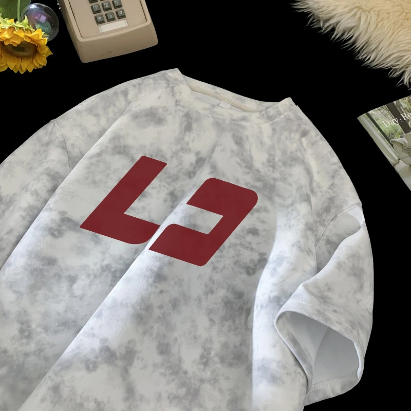 美式复古印花短袖情侣夏天简约休闲T恤ins嘻哈百搭国潮潮流情侣装