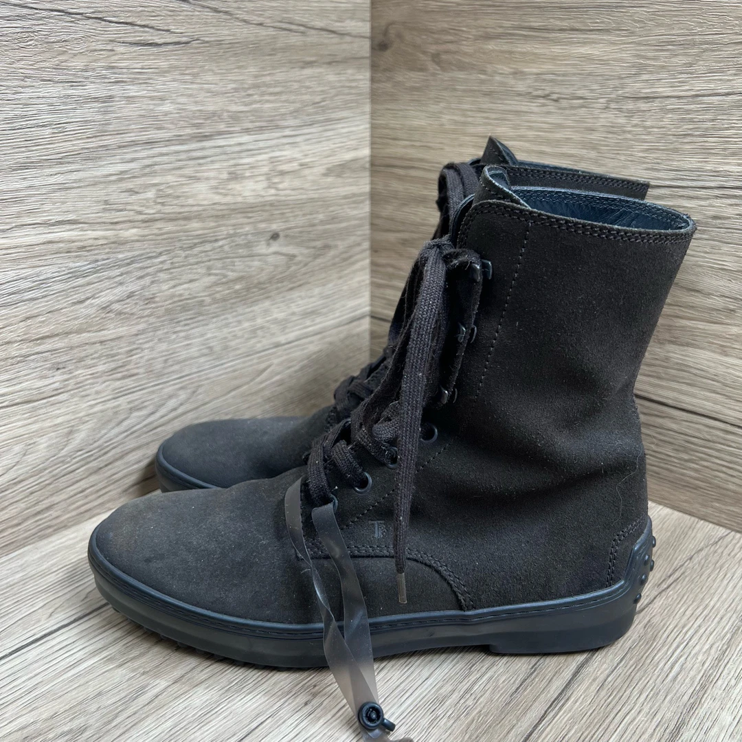 90新 TOD’S/托德斯 黑绿短靴 37码