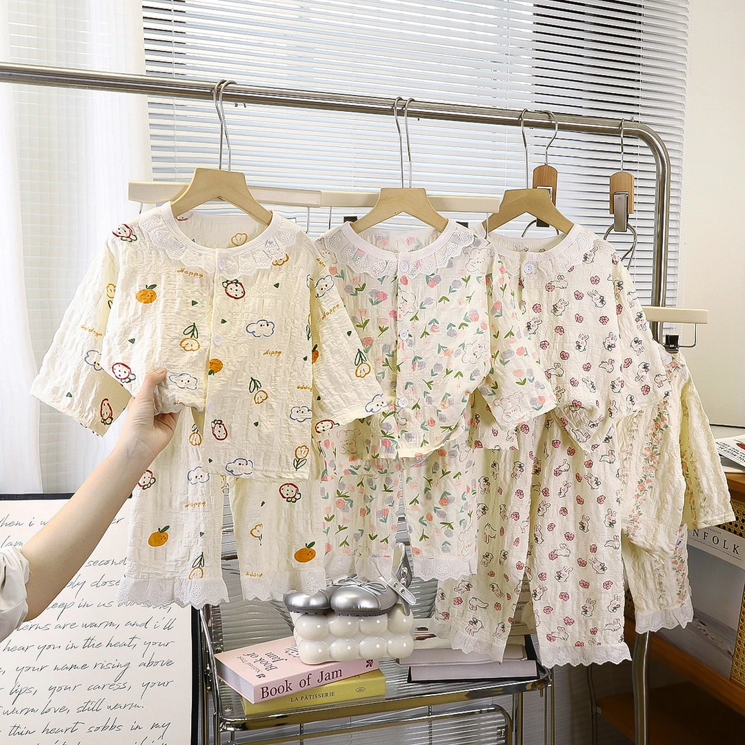女童睡衣儿童春秋夏长袖薄款家居服女孩宝宝时光棉韩版空调服套装