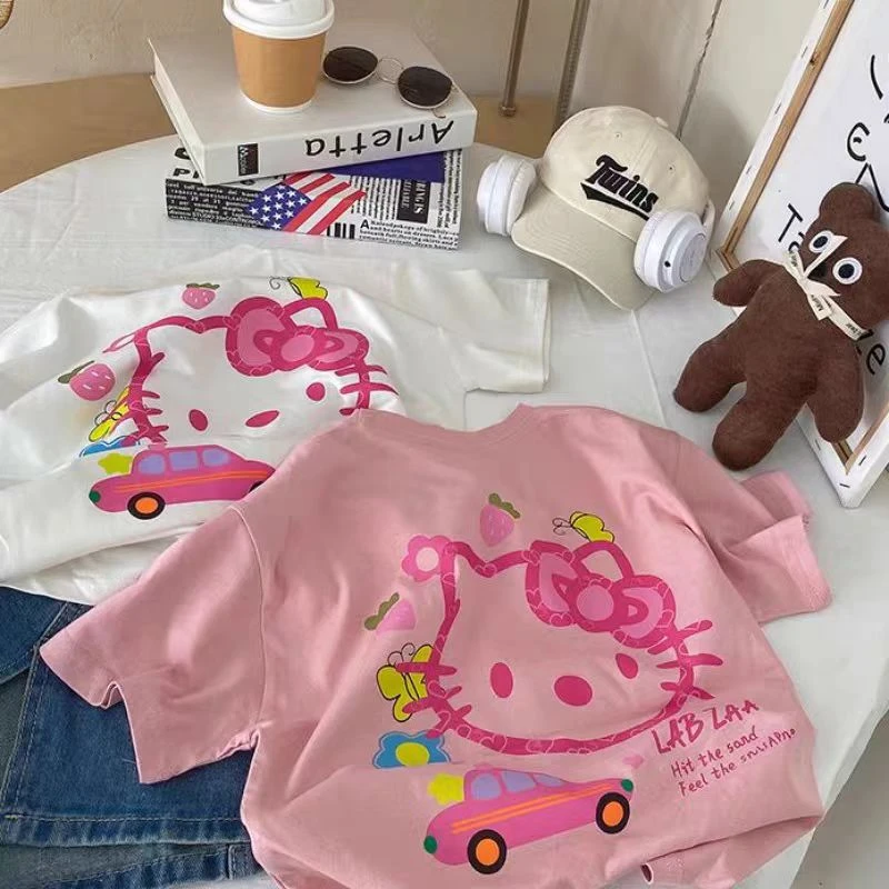 51070纯棉女童短袖t恤夏季2025新款卡通洋气宽松韩版儿童宝宝上衣