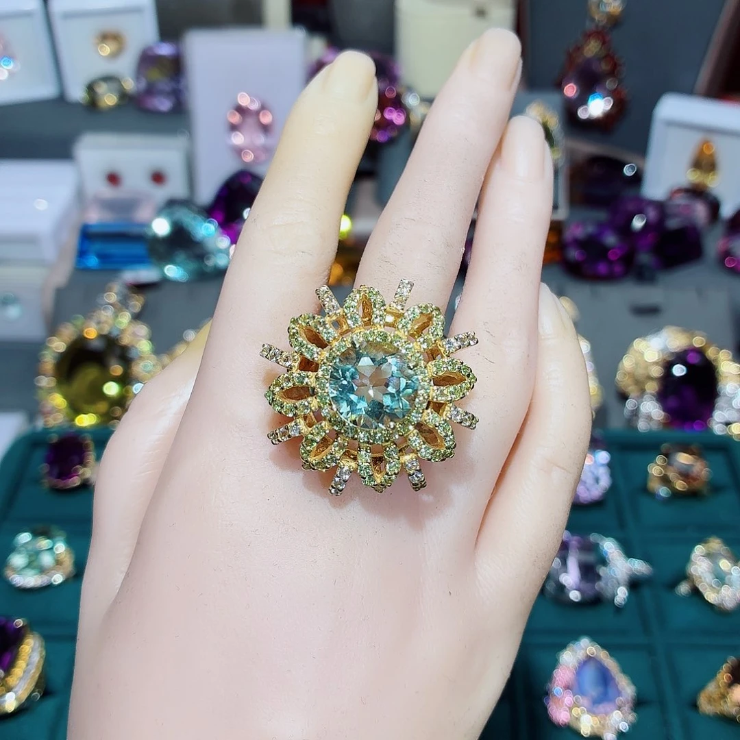 戒指银S925镶嵌水晶戒指