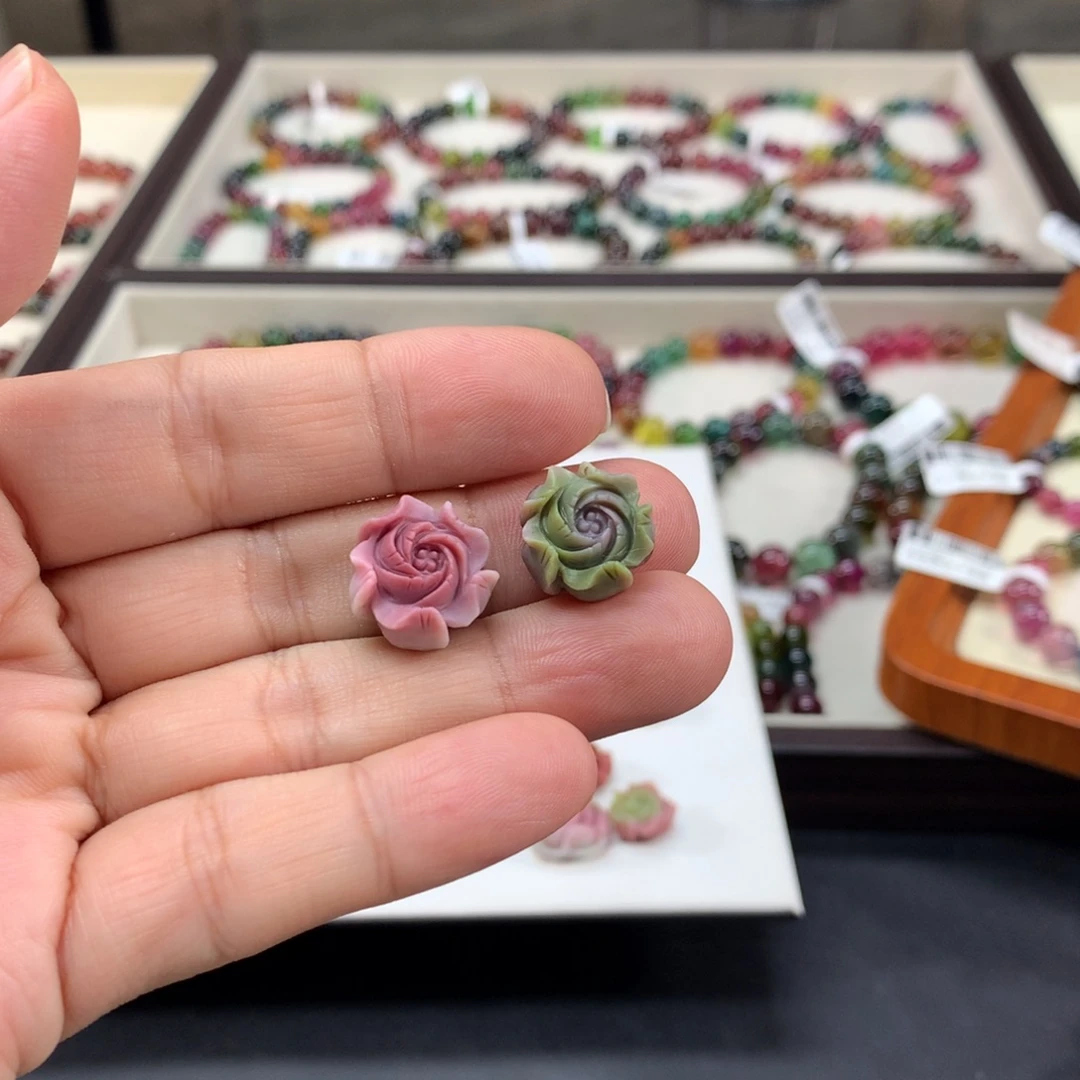 娇***娇银S925镶嵌花玛瑙/玉髓定制不退不换耳钉